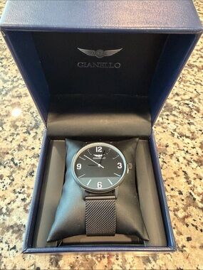 Men’s Black Mesh-Band Watch